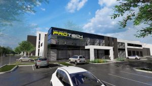 Rendu 3D de la future usine de Pont Roulant Protech à Blainville